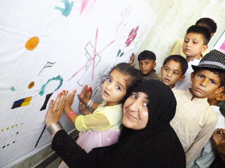 Neelam Ibrar Chattan tries to convey messages of peace through painting workshops in the Swat Valley, Pakistan.