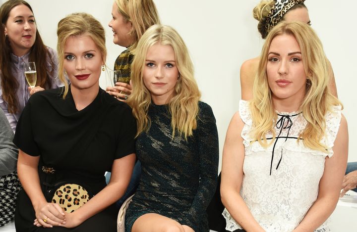 (L to R) Lady Kitty Spencer, Lottie Moss and Ellie Goulding attend the Topshop Unique show.