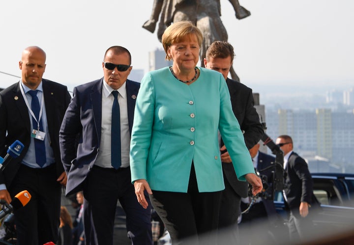 Germany's Chancellor Angela Merkel arrives for the informal EU summit at the Bratislava Castle in the Slovak capital on September 16, 2016.