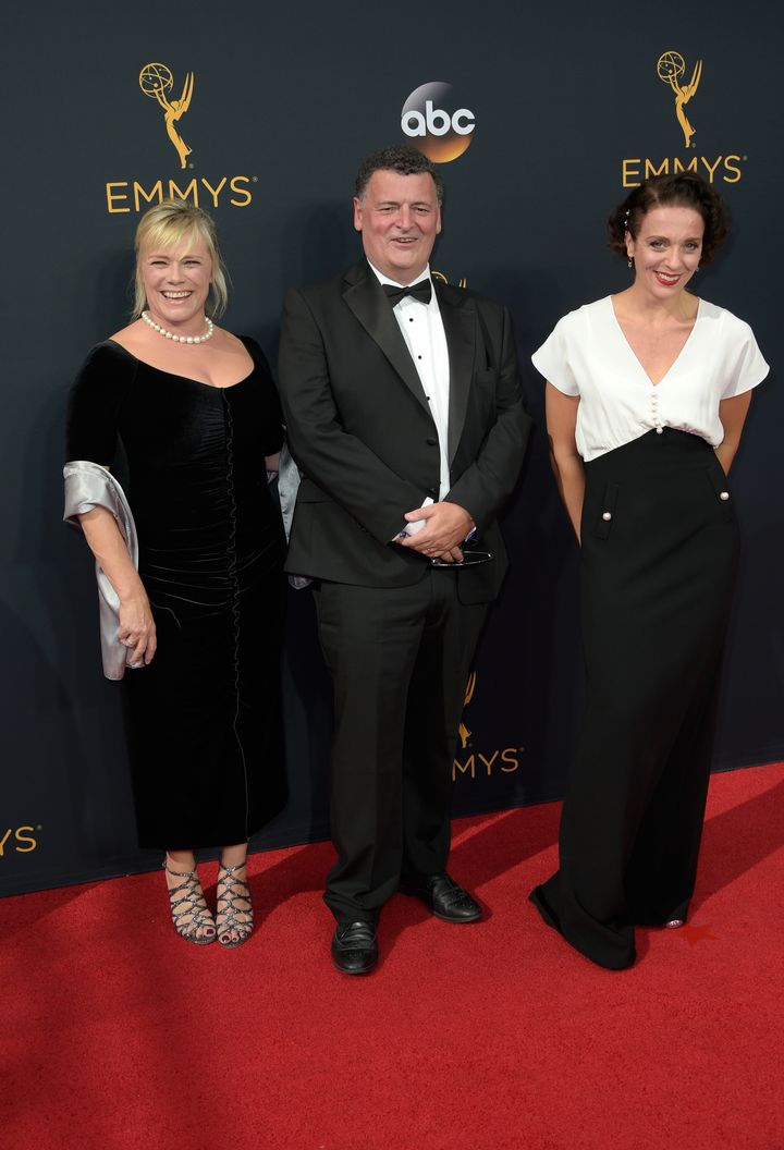 <strong>Amanda Abbington was at the bash with 'Sherlock' creator Streven Moffat and his producer wife Sue Vertue</strong>