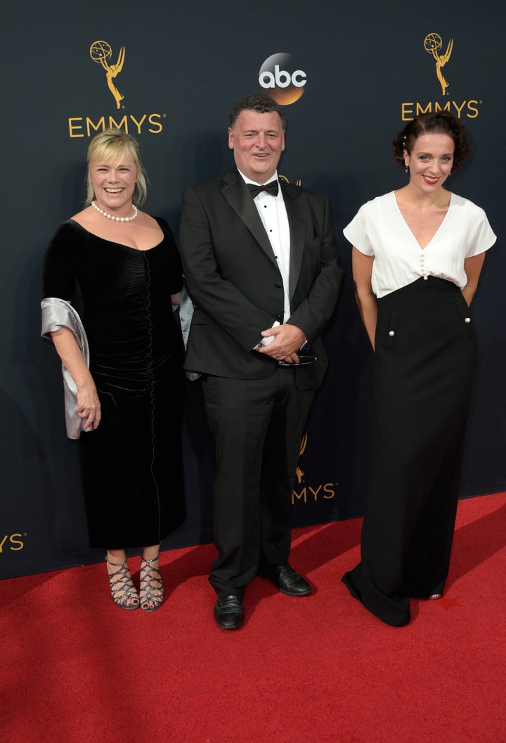 Amanda Abbington was at the bash with 'Sherlock' creator Streven Moffat and his producer wife Sue Vertue