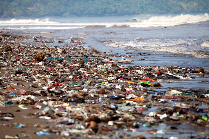 Pollution on a beach. 