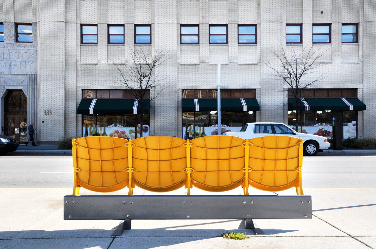 A bus stop built by People for Urban Progress in Indianapolis.