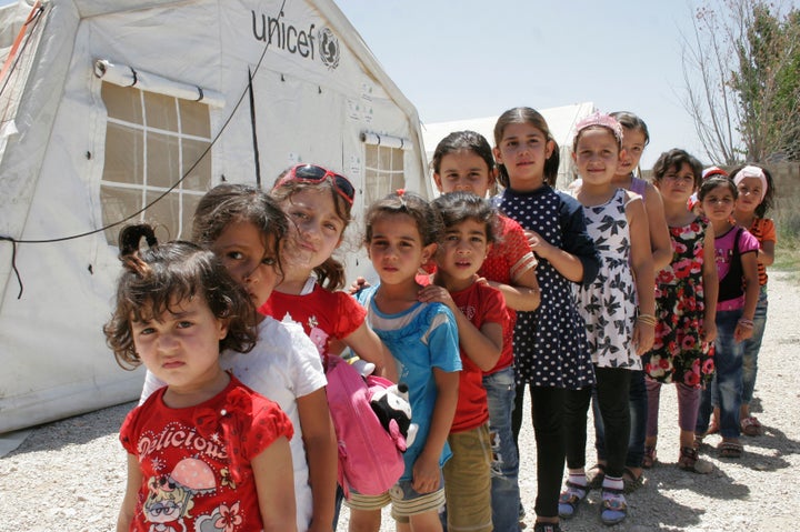 Syrian refugee children in Saadnayel, Lebanon, on July 16.