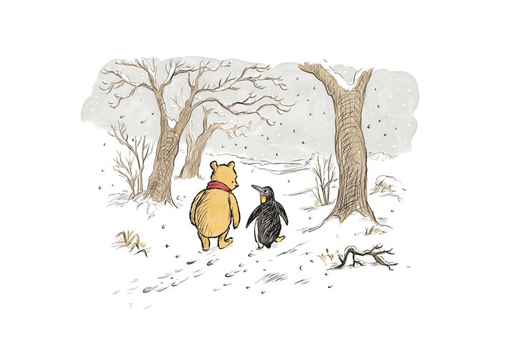 Winnie-the-Pooh & Penguin, from <i>The Best Bear in All the World, </i>illustrated by Mark Burgess.