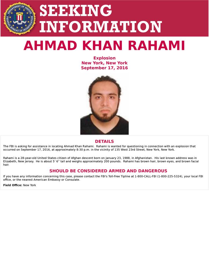 This handout provided by the Federal Bureau of Investigation shows Ahmad Khan Rahami, a 28-year-old United States citizen born on Jan. 23, 1988, in Afghanistan. Rahami is believed to be connected to the Chelsea bombing that took place on Saturday night, injuring 29 people.