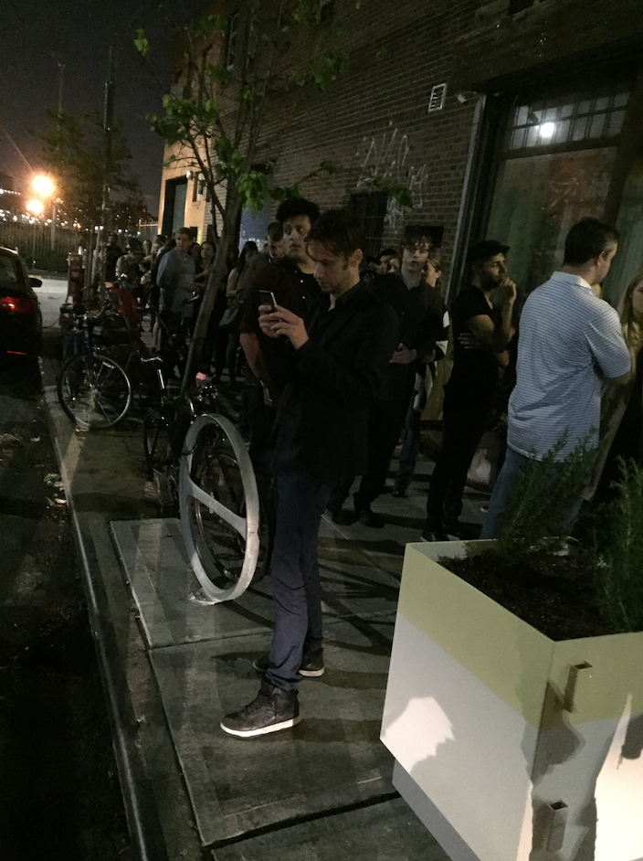 Bill Murray fans wait outside 21 Greenpoint in Brooklyn, New York.