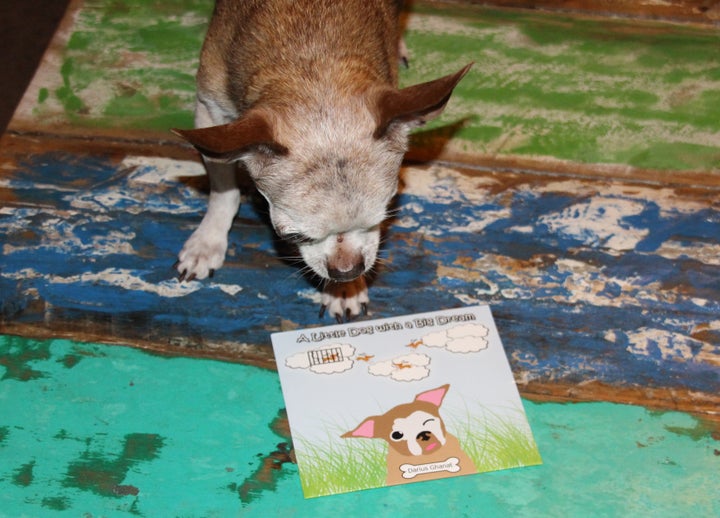 Harley with the CD, "A Little Dog with a Big Dream"