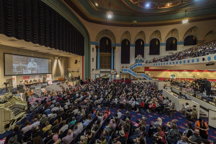 Corbyn speaks at the Ruach City Church rally.