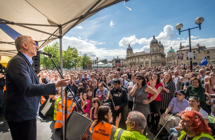 Corbyn at a rally