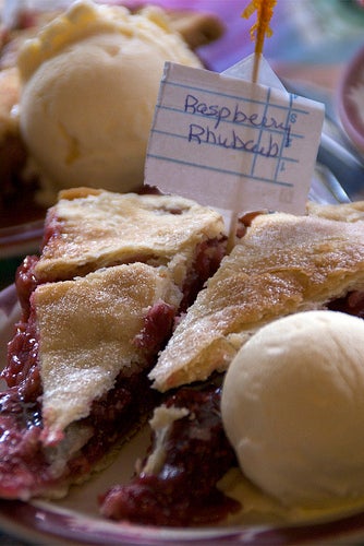 Raspberry rhubarb pie a la mode from Sumner