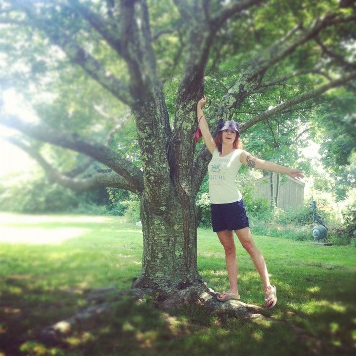 Me, celebrating a beautiful tree — Martha’s Vineyard 2012