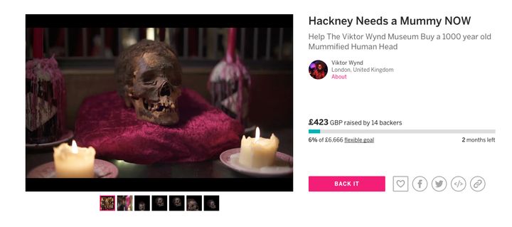 The Viktor Wynd Museum is crowdfunding to buy a mummified head