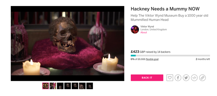 The Viktor Wynd Museum is crowdfunding to buy a mummified head