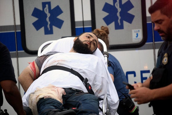 Ahmad Khan Rahami being placed into an ambulance after a gunfight with police that left one officer injured.