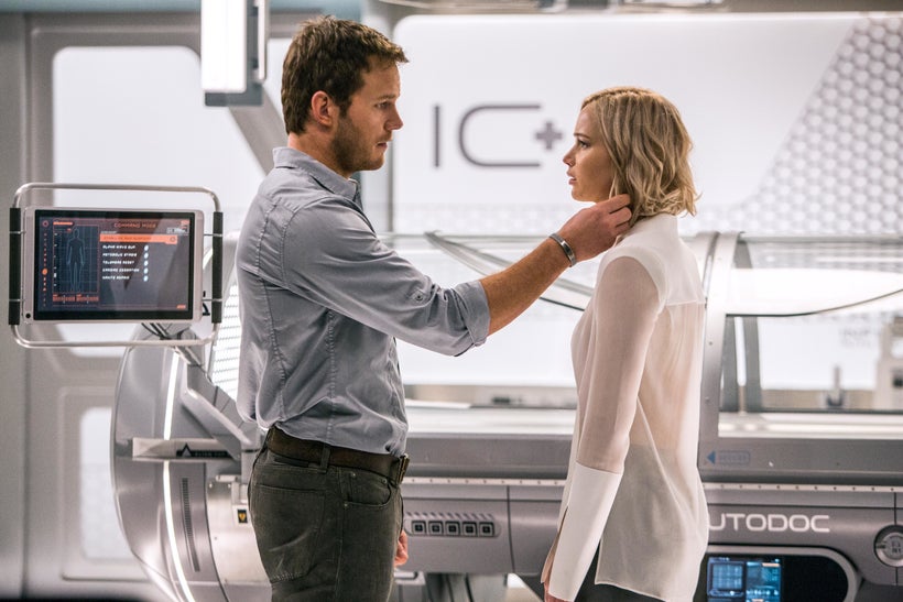 In the Infirmary, Jim (CHRIS PRATT) and Aurora (JENNIFER LAWRENCE) realize they have limited options in Columbia Pictures’ PA