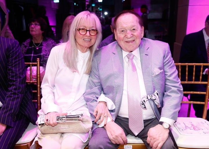 Sheldon and Miriam Adelson gave $20 million to a super PAC run by former aides to Senate Majority Leader Mitch McConnell.