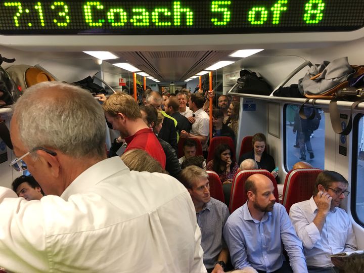 A crowded South West Trains service