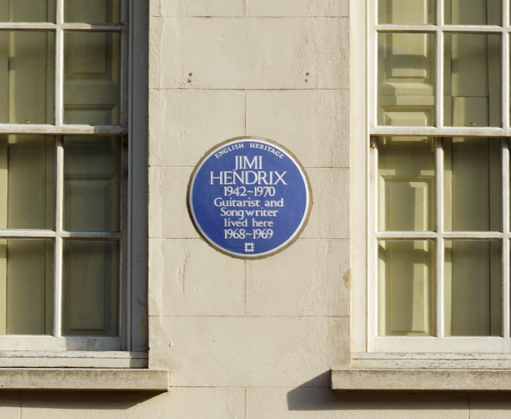 A plaque dedicated to Jimi Hendrix in central London