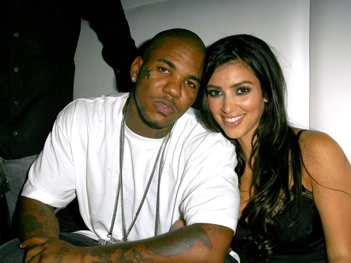 The Game and Kim Kardashian during Paris Hilton's CD Release Party at Privilege. 