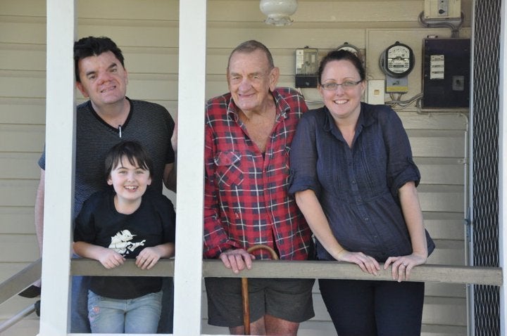 Robert, his daughter, his father, and his wife Kate.