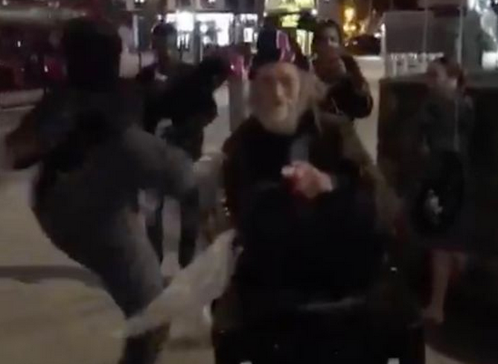 <strong>Police are investigating are a video began circulating online of a man being kicked to the ground</strong>
