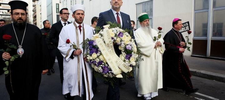 Albanian Prime Minister traveled to Paris with four Albanian religious leaders, representing all of the country’s traditional faiths, to march in the solidarity rally paying tribute to the terrorist killings. January 13, 2015.