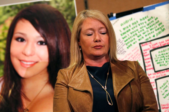 Audrie Pott's mom, Sheila, speaks at a news conference after Audrie's suicide. 