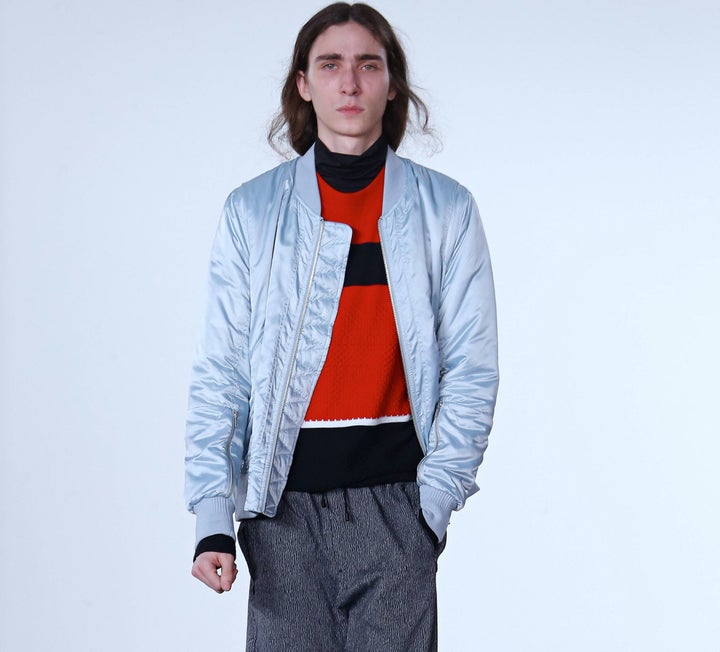 Tim Coppens bomber in ice blue, $695