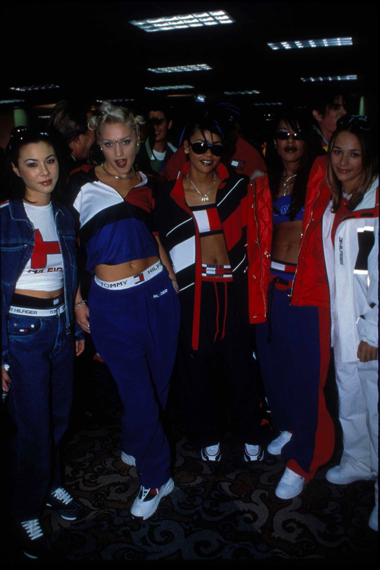 China Chow, Gwen Stefani, Kidada Jones, Aaliyah and Rashida Jones photographed by Patrick McMullan in New York City, 1997. 