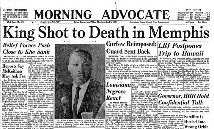 Front Page Headline on MLK Assassination