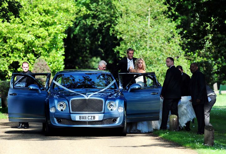 Ricky Hayden (far left) at the wedding of Peter Crouch and Abbey Clancy in June 2011