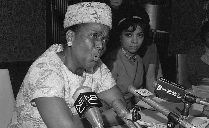 Ella Baker (L) speaks at the Jeannette Rankin news conference on Jan. 3, 1968. 