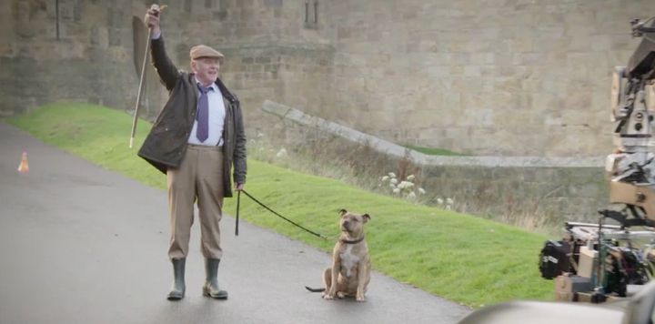 Sir Anthony Hopkins and Freya on set.