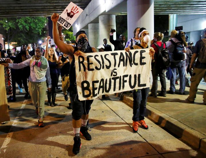 Protesters in Charlotte, North Carolina, protest against black killings by police