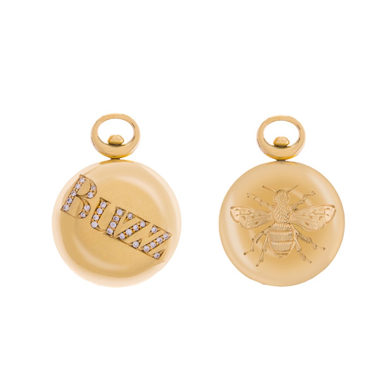18ct yellow gold Celebration Pendant with diamond "Buzz" and hand engraved bee