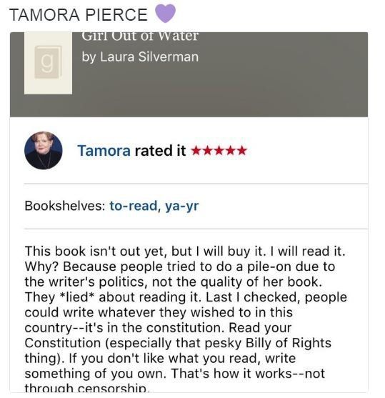 Readers and authors, like Y.A. fantasy writer Tamora Pierce, showed support.