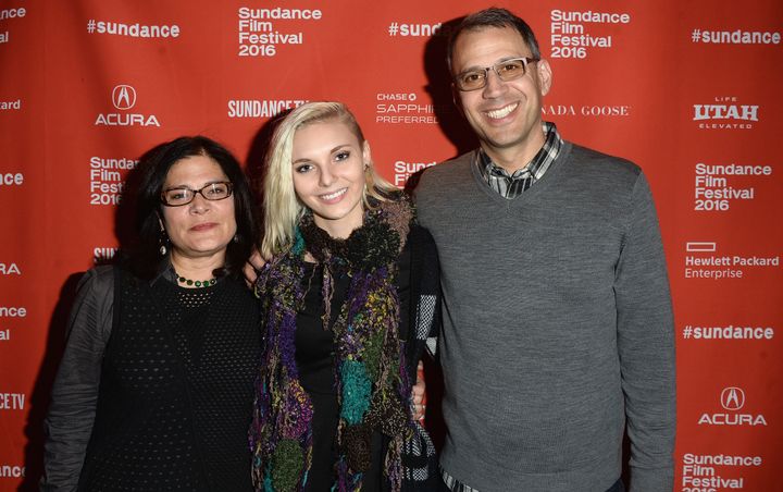 Bonni Cohen, Daisy Coleman, and John Shenk at the 'Audrie & Daisy' premier at the 2016 Sundance Film Festival. 