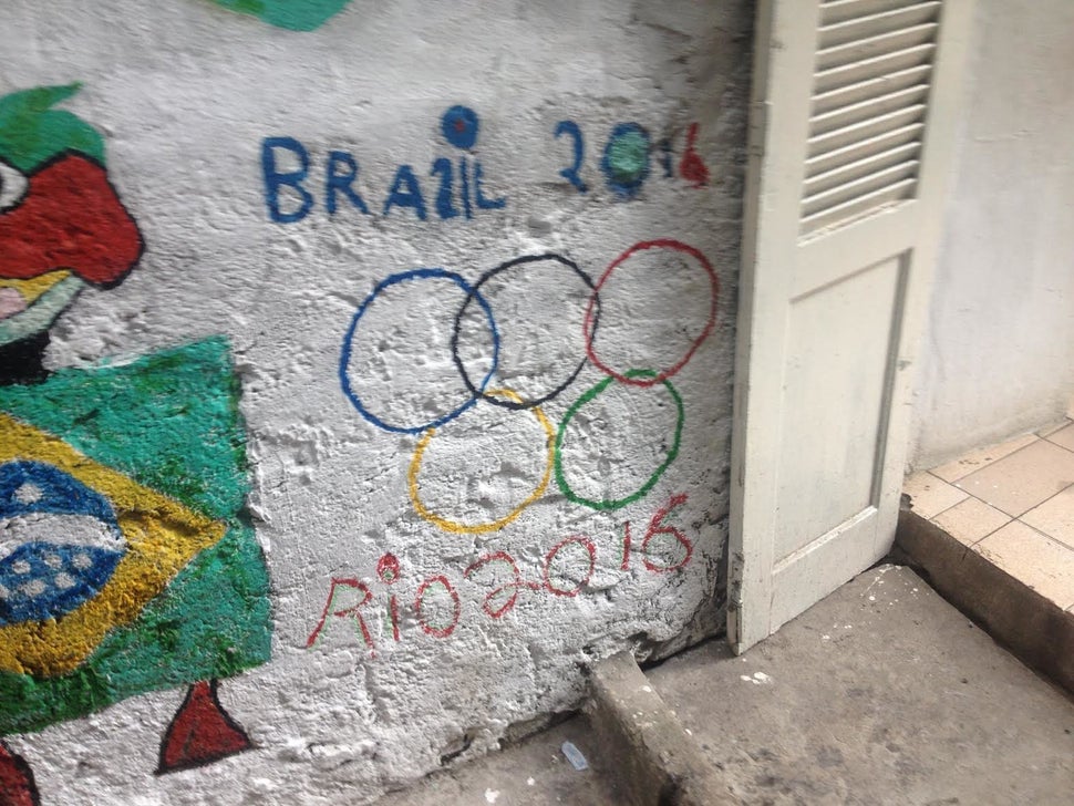 Street art in Rocinha, the largest of Rio de Janeiro's favelas, where people protested the depredations of the 2016 Olym