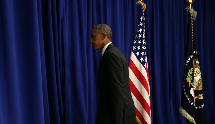 U.S. President Barack Obama walks from the lectern after speaking about last Saturday's bombing in Manhattan's Chelsea neighb