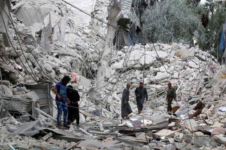 <br>The Syrian Observatory for Human Rights says it has documented 72 deaths since Friday, including five children. The Civil Defence says the toll is more than 100. Many people are buried under rubble, according to rebel fighters.