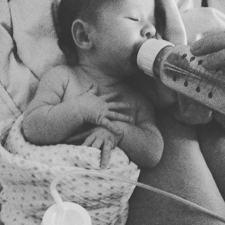 <p>Sometimes breastfeeding looks like this.</p>