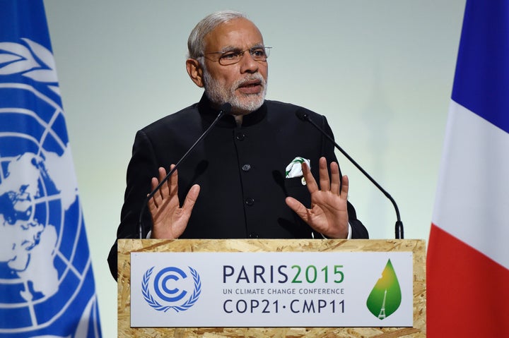 Indian Prime Minister Narendra Modi speaks at COP21 on Nov. 30, 2015.