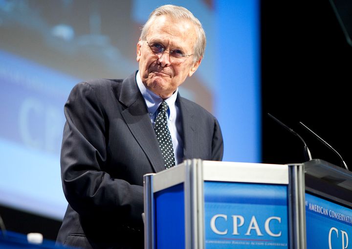 Former Secretary of Defense Donald Rumsfeld joined 49 other former Bush appointees in supporting Donald Trump for president.