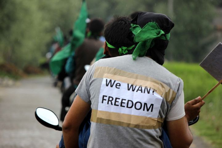 Local boys in South kashmir, Anantnag taking part in a rally called by Pro-freedom Leadership.