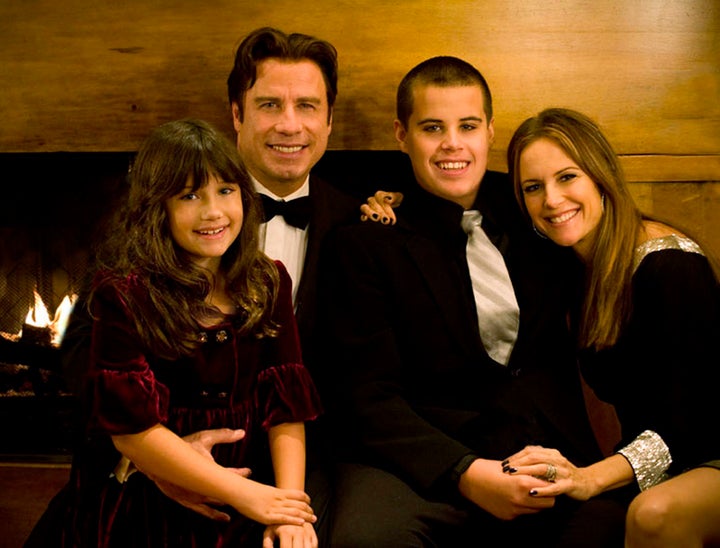 Ella, John and Jett Travolta with Kelly Preston. 