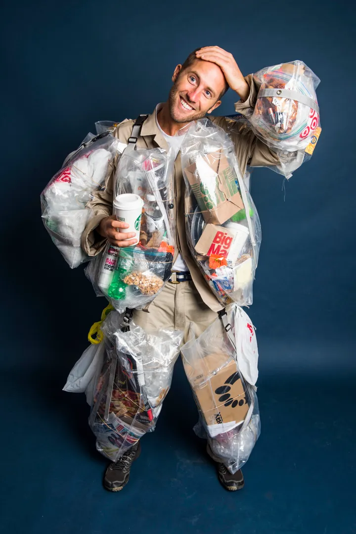This Guy Is Wearing Every Piece Of Garbage He Generates For A Month |  HuffPost Impact