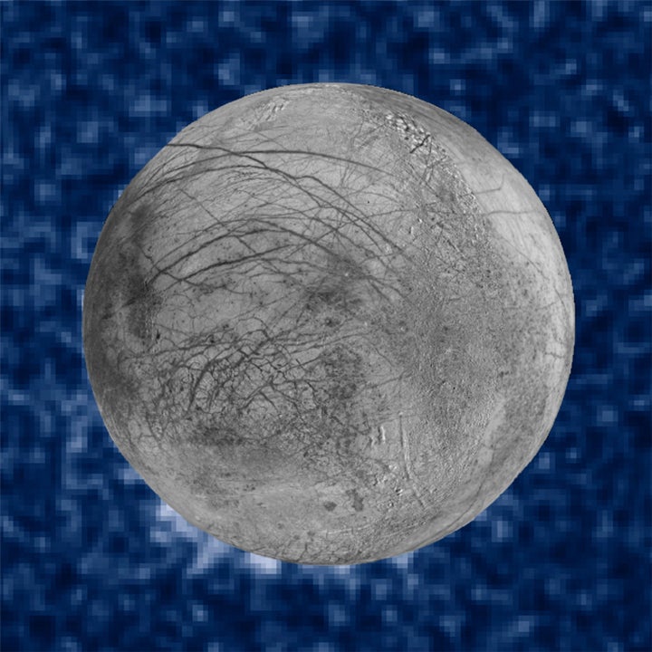 A composite image shows suspected plumes of water vapor erupting at the seven o’clock position off the limb of Jupiter’s moon Europa in a NASA Hubble Space Telescope picture taken January 26, 2014 and released September 26, 2016.