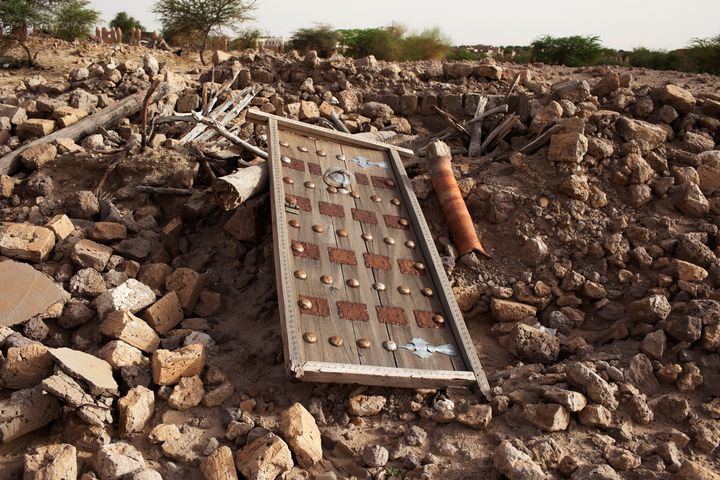 The rubble left from an ancient mausoleum destroyed by Islamist militants, is seen in Timbuktu, July 25, 2013.