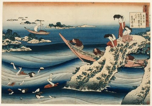 絵画　人魚　海 海女はまるで人魚のようだった。北斎や歌麿の手で描かれた、江戸